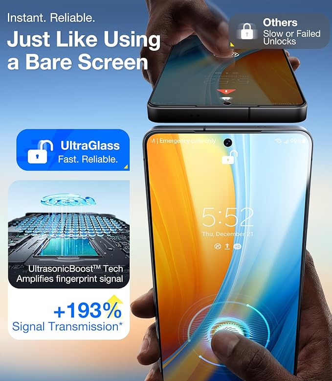 UltraGlass Unbreak 9H+ Glass for Samsung Galaxy S25 Ultra Screen Protector [Military Grade Shatterproof & Longest Durable] Galaxy Screen Protector S25 Ultra Tempered Glass Full Coverage, 2 Pack