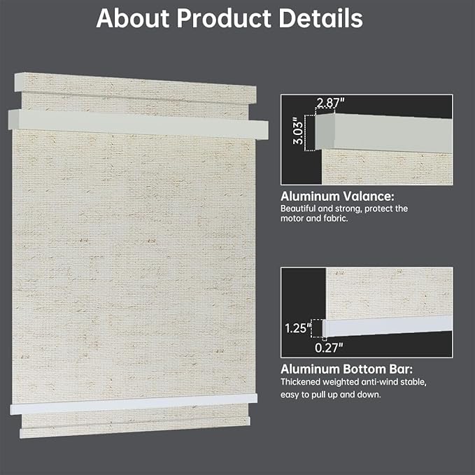 Motorized Blinds with Remote, Light Filtering Smart Blinds for Windows Automatic Roller Shades Compatible with Alexa, Motorized Shades Customized for Living Room Home Office (Linen Beige)