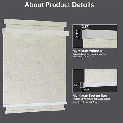 Motorized Blinds with Remote, Light Filtering Smart Blinds for Windows Automatic Roller Shades Compatible with Alexa, Motorized Shades Customized for Living Room Home Office (Linen Beige)