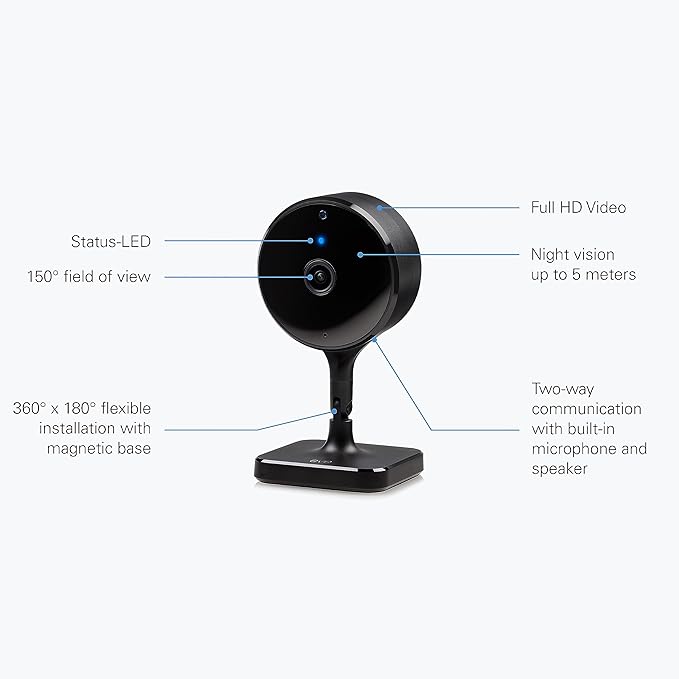 Eve Cam (2 Pack, Apple Home) – Smart Indoor Camera, 1080p Resolution, Wi-Fi, 100% Privacy, HomeKit Secure Video, iPhone Notifications, Microphone and Speaker, Night Vision, Flexible Installation
