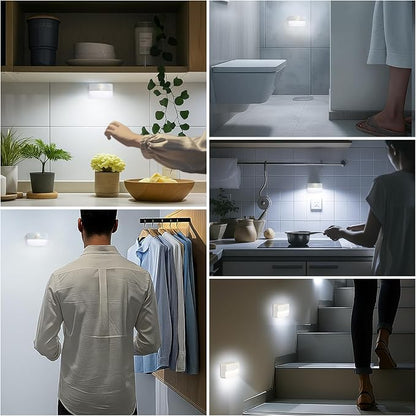 Guankai 8 Pack Motion Sensor Stair Lights for Indoor, Wireless RGB Battery Operated Night Light, Activated Led Stick On Hallway Closet Under Cabinet Step Lamp for Bedroom Kitchen Bathroom