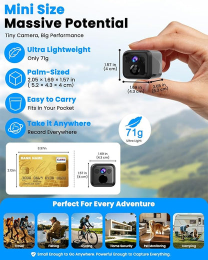 Mini Camera, 4K No Wifi Security Camera, WiFi & AP Mode, 160 Days Standby