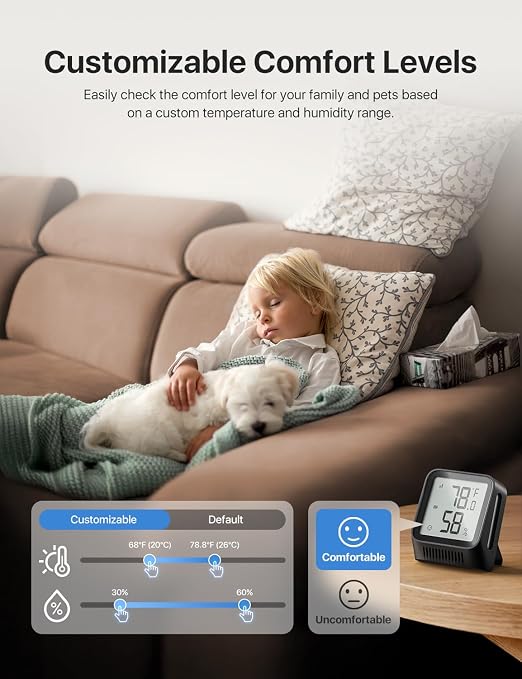 X-Sense WiFi Thermometer Indoor Hygrometer, Digital Temperature Sensor with App Notification Alerts, Temperature Humidity for Room, Data Storage Export at No Charge, 3 Sensors & 1 Base Station, Black | LCD Digital Sensors Track Temp and Humidity with A...