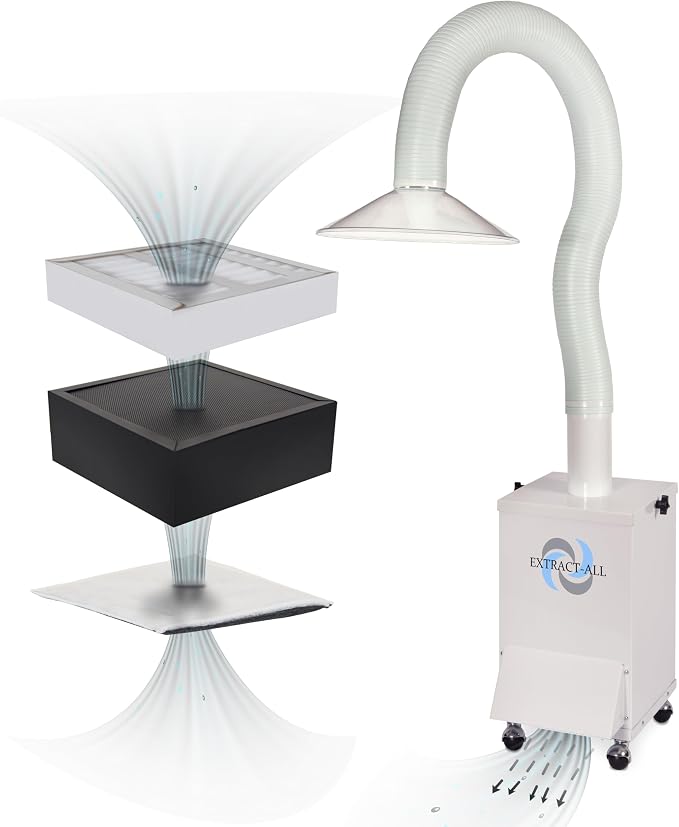 Extract-All Salon Pure Air Fume Extraction System - Chemical Smell & Smoke Air Purifier with 3 Stage Filter for Salon and Workshops (SPA-H, White)