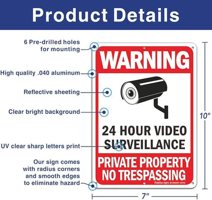 Faittoo 4 Pack No Trespassing, Private Property, Warning Signs - 10 x 7 Inches Reflective Aluminum, UV Protected, Weather Resistant, Durable Ink, Easy to Mount
