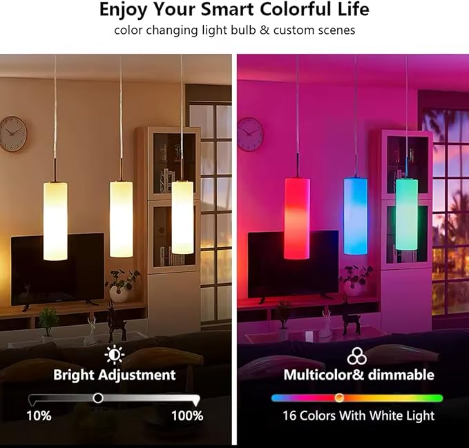 LED Color Changing Bulb, Smart RGB Night Light with Remote Control, Warm White 5/10/15W, E27 Base, 16 Colors for Home Decor Bedroom Stage Party Mood Light, 2 Pack (15W Warm White)