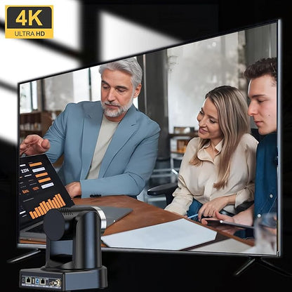4K PTZ Camera for Conference Room & Church, 20X Optical Zoom, HDMI SDI USB LAN, AI Auto Tracking Camera for Live Streaming