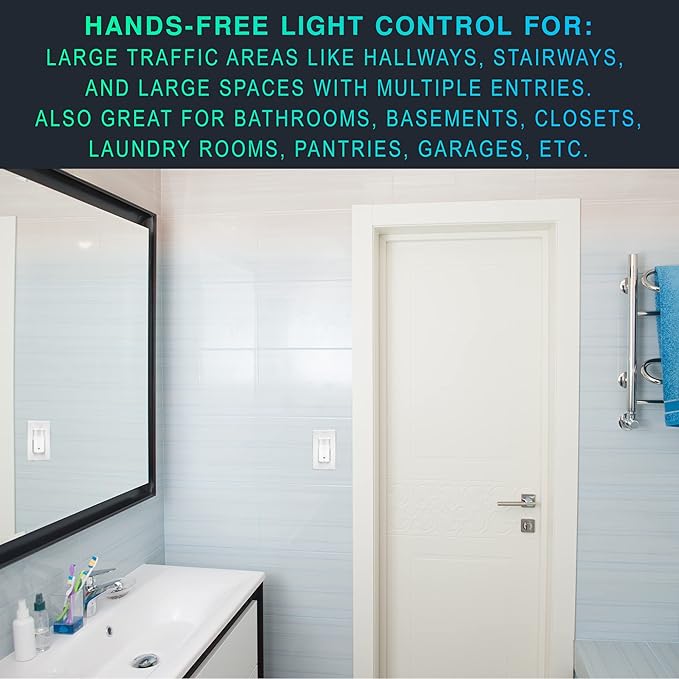 4 Pack, 3-Way Motion Sensor Light Switch (Not Single Pole), Neutral Wire Required, Indoor in-Wall Occupancy Sensor with Wall Plate, Adjustable Timer, Title 24, UL Certified, White