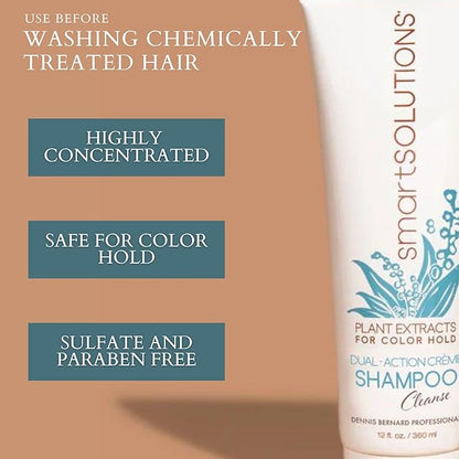SMART SOLUTIONS Dual-Action Creme Shampoo | Sulfate, Paraben & Sodium Chloride Free | Color Safe & Chemically Treated Hair Safe (32 fl oz)