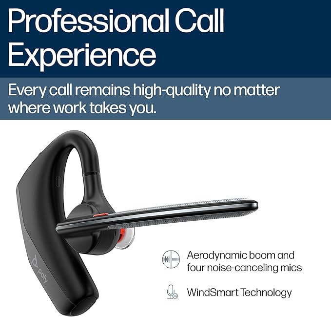 Poly Voyager Legend 30 - Bluetooth Headphones with Mic - Discreet Boom & 4 Noise-Canceling Mics - WindSmart Technology - All-Day Comfort - Seamless Connectivity - Smart Sensors & Call Controls