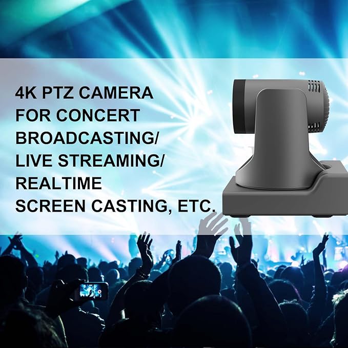 SMTAV 4KP60UHD 20X Optics Zoom PTZ Camera, Support AI Auto Tracking and POE with Network IP Live Streaming, Simultaneous NDMi 3G-SDI and USB2.0 Video Output, for Conferences, Church, Teaching