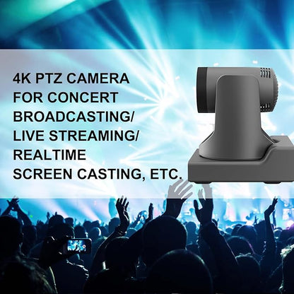 SMTAV 4KP60UHD 20X Optics Zoom PTZ Camera, Support AI Auto Tracking and POE with Network IP Live Streaming, Simultaneous NDMi 3G-SDI and USB2.0 Video Output, for Conferences, Church, Teaching