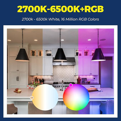 Lightinginside Smart Light Bulbs 100W Equiv., 1350LM 11W Smart Bulb Works with Alexa/Google Home/SmartLife, A19 E26 RGBCW Color Changing, No Hub Required, 2.4G WiFi Bluetooth Bulb, ETL Listed, 2PCS