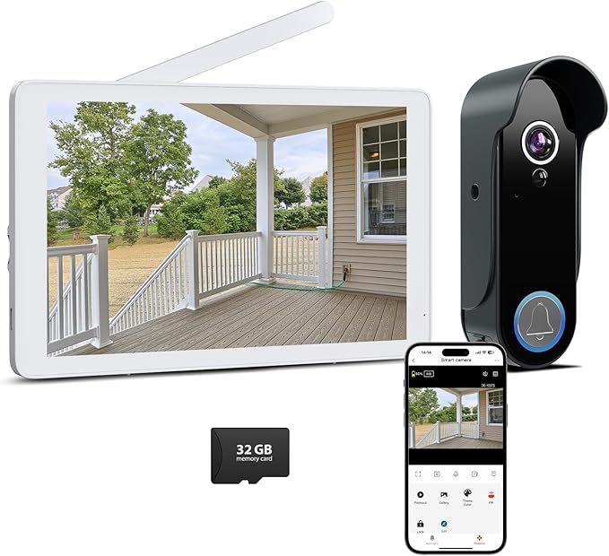 Wireless Doorbell Camera with 8" Screen Monitor Smart Video Doorbell Intercom System 1080P WiFi Door Bell Phone with Motion Detection, Night Vision, 2 Way Audio, Local Storage No Monthly Fee, Tuya App