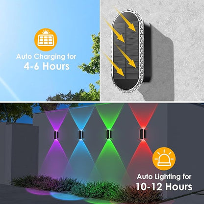 LIANGLOME 8PK Solar Fence Lights Outdoor - Solar Outdoor Light Warm White & RGB Lights for Outside Backyard, Patio, Deck Fence, Stair Handrail, Pool and Wall