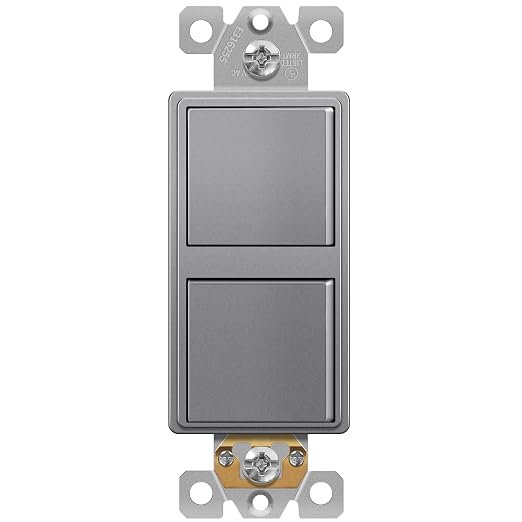 ENERLITES Space Gray Double Paddle Decorator Single Pole Switch, 15A