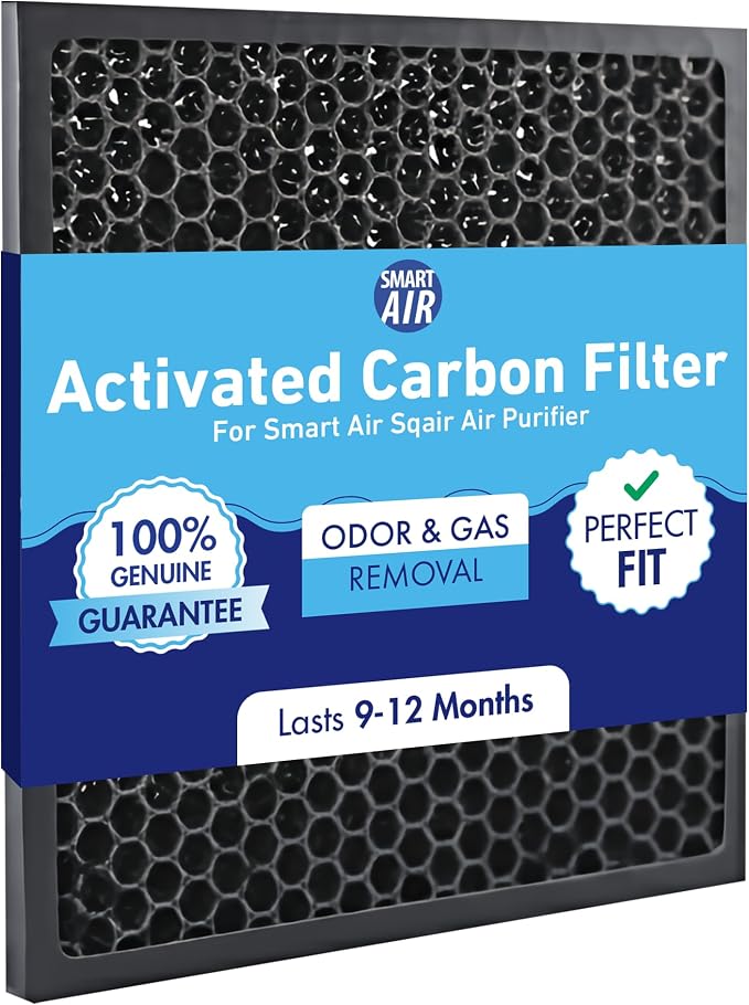Smart Air (aka Smart Health) Sqair Genuine Replacement Carbon Filter (1 Pack) |Verified VOC & Odor Reduction| Activated Carbon Pellets for Smoke, Chemical Fumes & Pet Odors