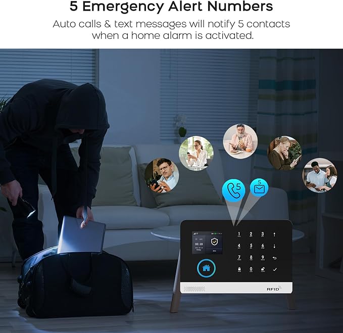 PGST Home Security System - 21-Piece WiFi Wireless Alarm Kit with App Control,Compatible with Alexa No Monthly Fees