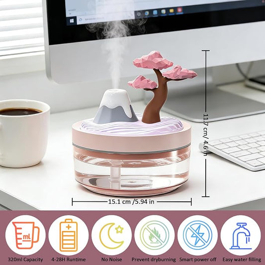 Cherry Blossom Cool Mist Humidifier, Whisper-Quiet Air Humidifier with Night Light for Nursery, Office, Home Decor