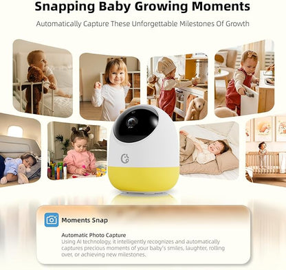 Ellie Pro Baby Monitor with Camera and Audio,5'' IPS 2K UHD Resolution,6000mAh Battery, Remote Pan-Tilt-5X Zoom, 2-Way Talk,No WiFi, Night Vision, Virtual Fence 24hr Play Back and 1000ft Range