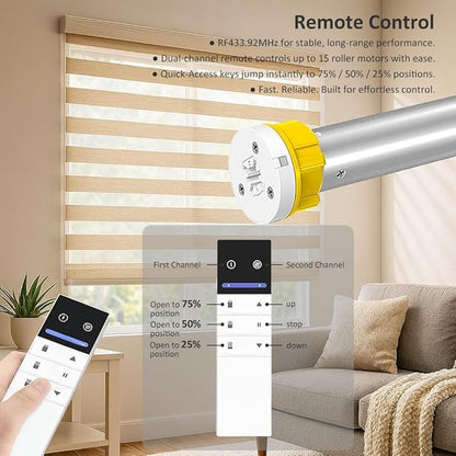 Tuya ZigBee 3.0 Smart Roller Shade Motor, 110V AC Electric Tubular Motor for 1.5" Tube, Motorized Blinds Kit Compatible with Alexa & Google Home, Zebra Blinds Motor, 5 Years Warranty (1.5N.m Torque)
