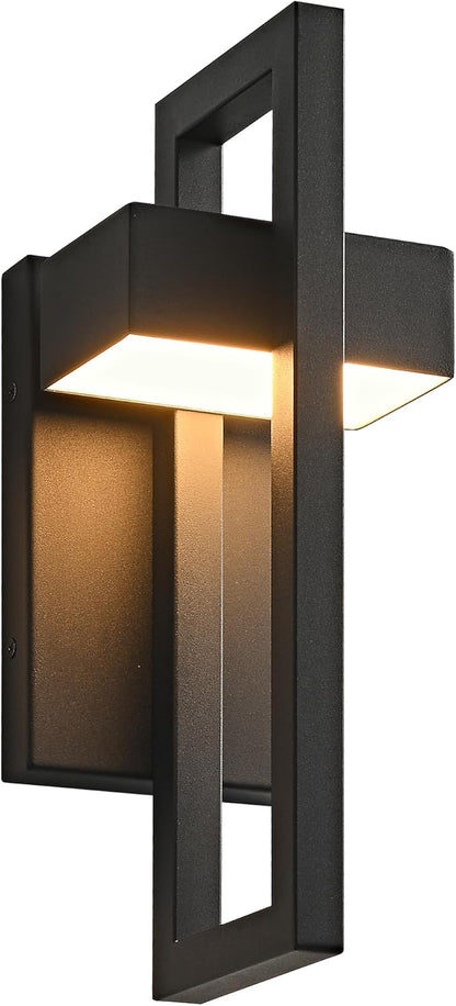 Outdoor Wall Lights Modern LED Exterior Lighting Fixtures, 3000K 20W Outdoor Wall Sconce for Porch, Matte Black Outside Wall Mount Lights for Front Door House Garage (1pack)