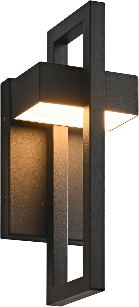 Outdoor Wall Lights Modern LED Exterior Lighting Fixtures, 3000K 20W Outdoor Wall Sconce for Porch, Matte Black Outside Wall Mount Lights for Front Door House Garage (1pack)