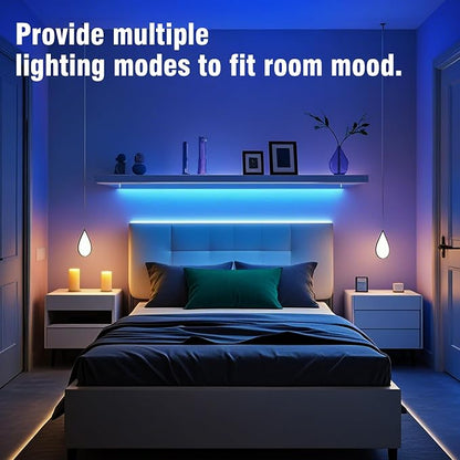 VOLIVO 25FT LED Strip Lights for Bedroom RGB Color Changing | Bluetooth APP Control, IR Remote, Music Sync Lighting, Room & Home Decor
