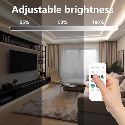 COB LED Strip Lights, Dotless LED Lights with Remote& App, 49.2ft White 6000K Super Bright Dimmable 24V Flexible LED Tape Light,Kitchen Cabinet,Office,Stairs,Shelf Indoor Lighting.