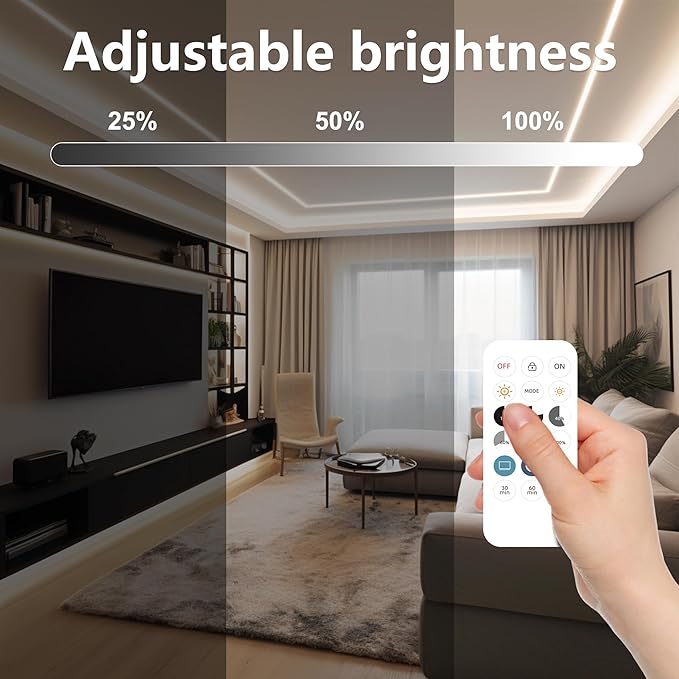 COB LED Strip Lights 65.6ft, LED Lights Daylight White 6000K Strip Lights with Remote& App, Dimmable Super Bright 24V White LED Tape Lights,Cabinet Office Lighting.