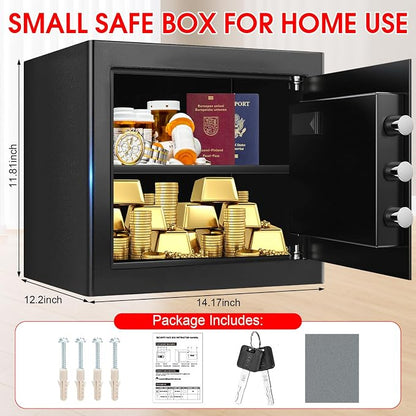 1.8 Cub Small Fire Safe for Home Use, Digital Security Safes Fireproof Waterproof with Combination Lcok and Removable Shelf, Anti-theft Fireproof Safe Box for Document Money Valuables