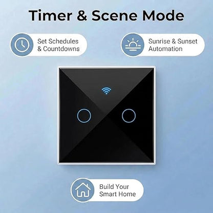 Smart Touch Light Switch 3 Gang, T34 Tri-Mode WiFi BT 433MHz, Tuya App Control, Compatible with Alexa & Google Assistant, No Hub, 10A, Triple Gang Wall Switch for Home (Black)
