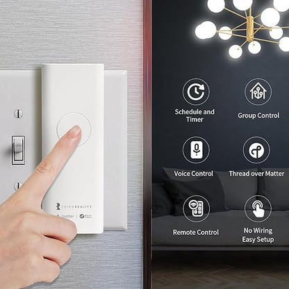 THIRDREALITY Smart Switch MT1, Matter Over Thread, Retrofit for Toggle/Rocker Switches, No Wiring Needed, Requires Thread Border Router, Works with Apple, SmartThings, Google, Home Assistant