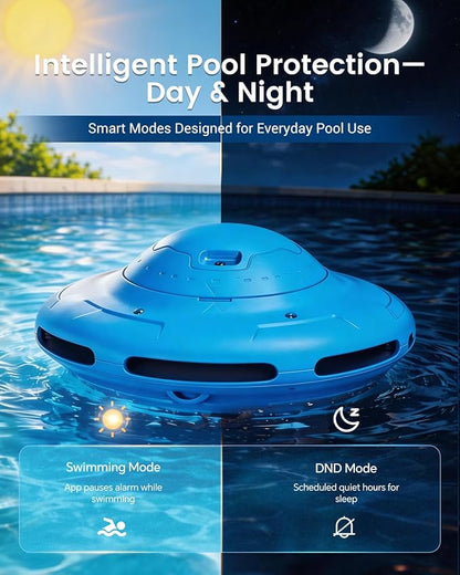 Smart Pool Alarm with App for Inground & Above Ground Pools, Adjustable Sensitivity Water Detection Alarm up to 20x40ft, 85dB+ Safety Alerts for Kids, Pets & Accidental Entry(Blue)