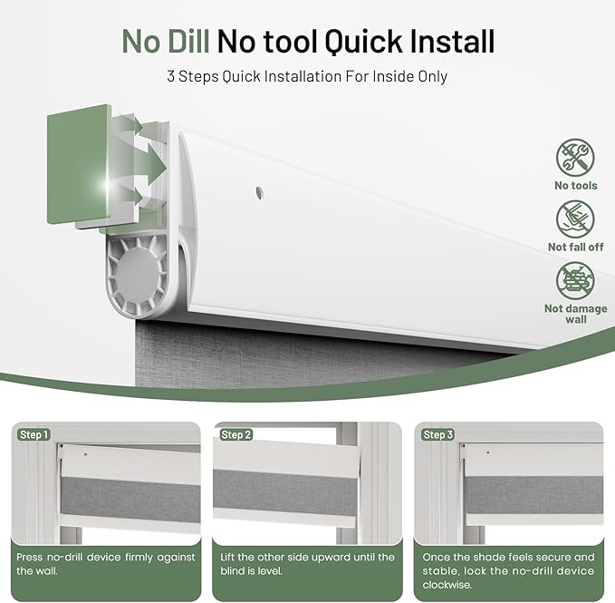 Motorized Blinds with Remote, Blackout No Drill Cordless Smart Roller Shades, Automatic Blinds for Windows, Grey,34.5" W x 72" H