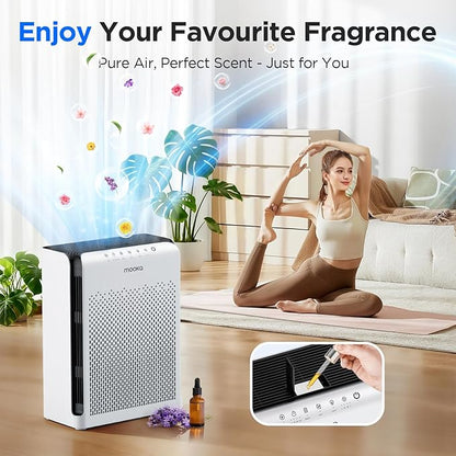 MOOKA Air Purifiers for Home Pets Large Room 2200ft² with ECO Mode, 20dB Ultra-Quiet HEPA Air Filter for Bedroom with Aromatherapy Nightlight, Air Cleaner for Pet Hair Dander Odor Dust Smoke, M200L