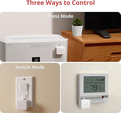 SwitchBot Rechargeable Smart Switch Button Pusher (Bluetooth) – Fingerbot for Rocker/One-Way Buttons, App Timer Control, No Wiring, Optional Hub for Voice/Remote, White