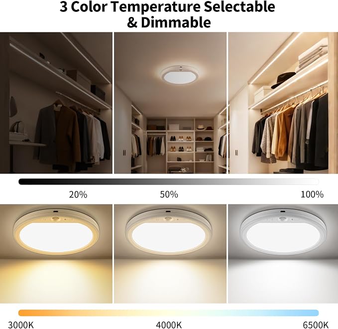 Battery Operated Ceiling Light, Rechargeable Motion Sensor Closet Light