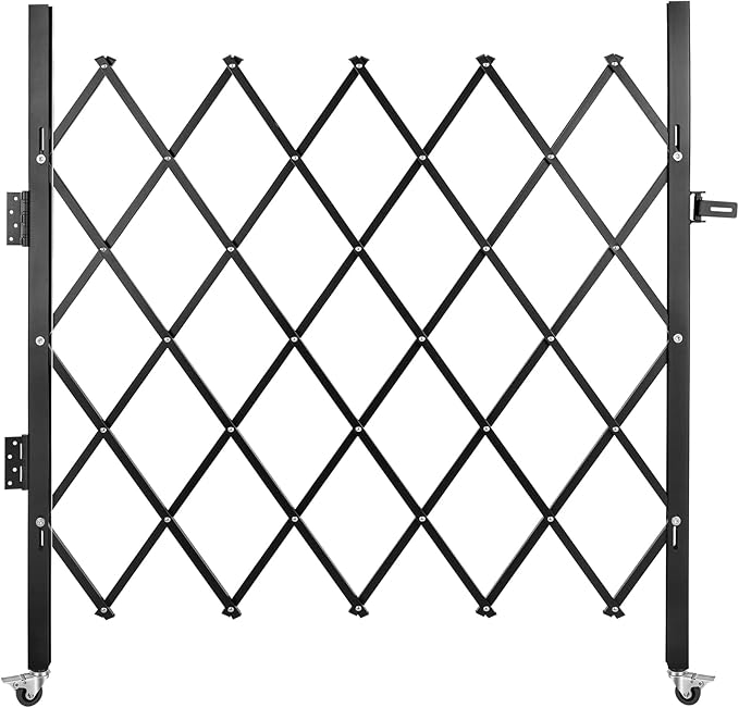 VEVOR Single Folding Security Gate, 48" H x 66" W Folding Door Gate, Steel Accordion Security Gate, Flexible Expanding Security Gate, 360° Rolling Barricade Gate, Scissor Gate or Door with Padlock