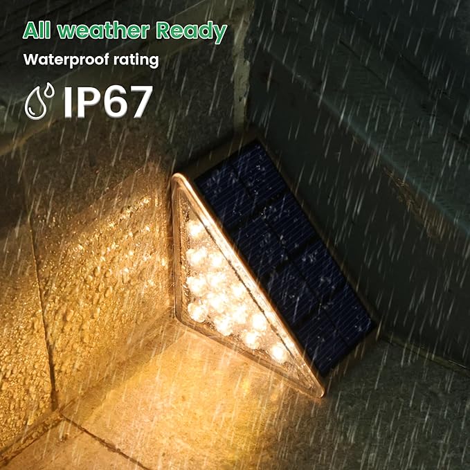 JOFIOS Solar Step Lights for Outside, 6pack Solar Stair Lights Outdoor Waterproof IP67, Outdoor Deck Step Light LED for Garden Stair, Patio, Front Door, Porch, Yard, Sidewalk Decor(Warm Brown)
