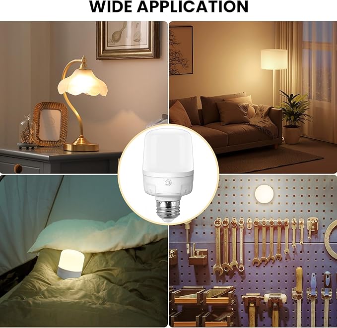 Qoollife E26 Rechargeable Light Bulbs with Remote Control, Battery Operated Light Bulb 9W 2000mAh, 4 Timer Settings for Lamp Lamps Tent Closet Camping USB Battery Powered Light Bulbs (2-Pack)
