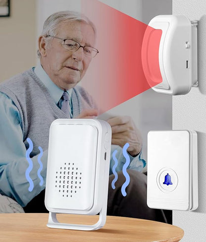 Newly Upgraded 2026 Bed Alarm for Elderly Dementia Patients - Wireless Bed Alarm & Caregiver Pager with Fall Detection (1 Sensor + 1 Receiver + 1 Pager)