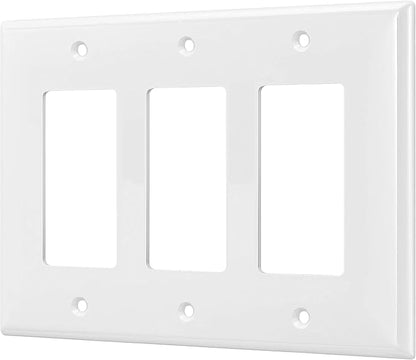 ENERLITES Decorator Light Switch or Receptacle Outlet Wall Plate, Mid-Size 3-Gang 4.88" x 6.77", Polycarbonate Thermoplastic, UL Listed, 8833M-W, White