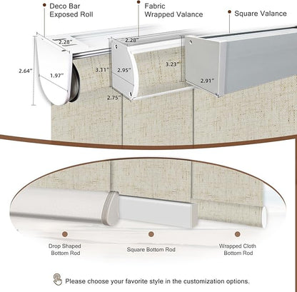 Motorized Blinds Roller Shade with Remote: Canisteo Automatic Smart Blind for Windows 100% Blackout, Electric Blinds Compatible with Alexa/Google Home/Apple Homekit, Customized Size, Linen Stone