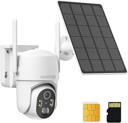 4G LTE Cellular Security Camera, No WiFi Security Camera Outdoor, 2K HD Security Cameras Wireless Outdoor Solar Powered, 360° Live View, Smart Motion Sensor, SD/Free Cloud Storage(Need Apply)