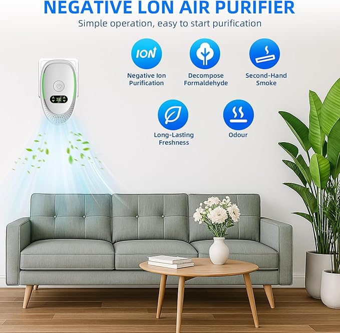 8 Pack Air Ionizers for Dust Mites Smoke Pet Odor Plug in Air Purifiers for Home Silent Ionizer Air Cleaners & Room Deodorizer Plug in,Dust Mite Killer for Bedroom,Office,Kitchen