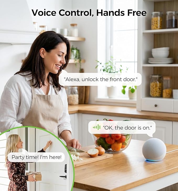 WiFi Smart Door Locks for Front Door Lock Set, Keyless Entry Door Lock Deadbolt with Handle Set, Smart Deadbolt Lock with Alexa & Google Assistant, APP Control, Voice& Fingerprint Unlock, Auto Locking