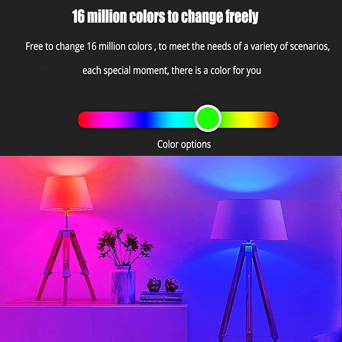 Color Changing Light Bulb with Remote,9W A19 E27 Cool White 6500K 450LM Dimmable Multicolor LED Light Bulb,Memory Function,16 Color RGB Light Bulbs for Bedroom Indoor Party(1Pack)