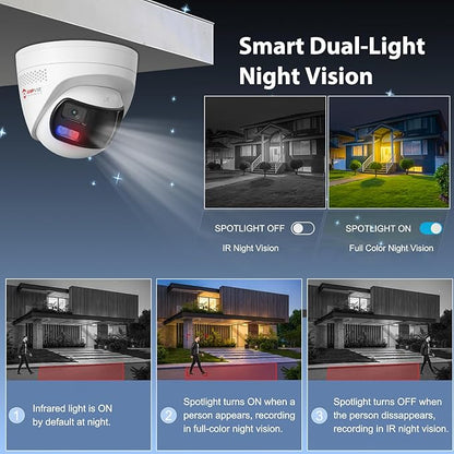 Anpviz 4k 8MP Wired Dual Lens PoE IP Camera, 180° Panoramic Security Camera Outdoor with Strobe Red & Blue Light and Audio Alarm, Smart Dual Light, Human/Vehicle Detection, 2 Way Audio, IP67(H Series)