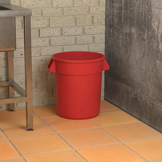20 Gallon Red Round Commercial Trash Can, Heavy-Duty Food Grade NSF Certified, Perfect for Restaurant, Office, School, Garage, Backyard, Workshop, Warehouse